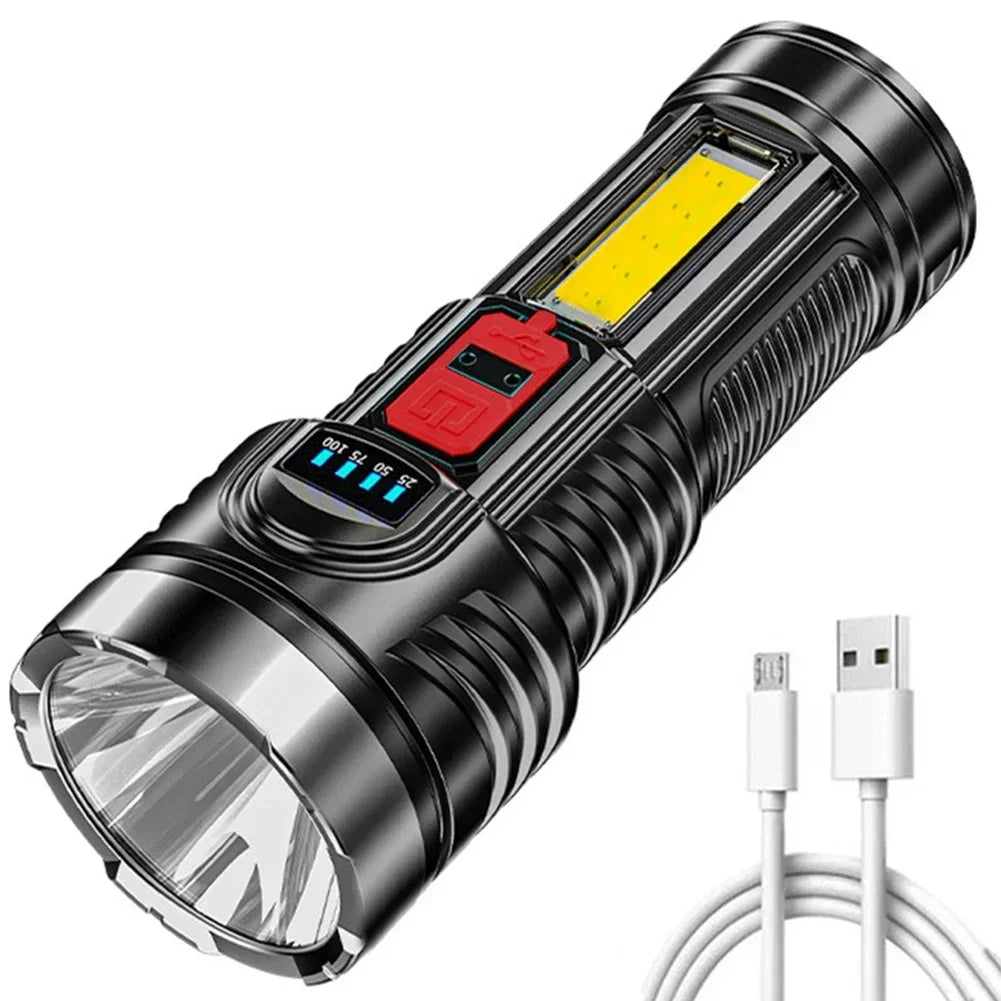 5 LED High Power Led Flashlights Rechargeable Camping Torch 5 Lighting Modes For Outdoor Camping Adventure Lamp with Side Light