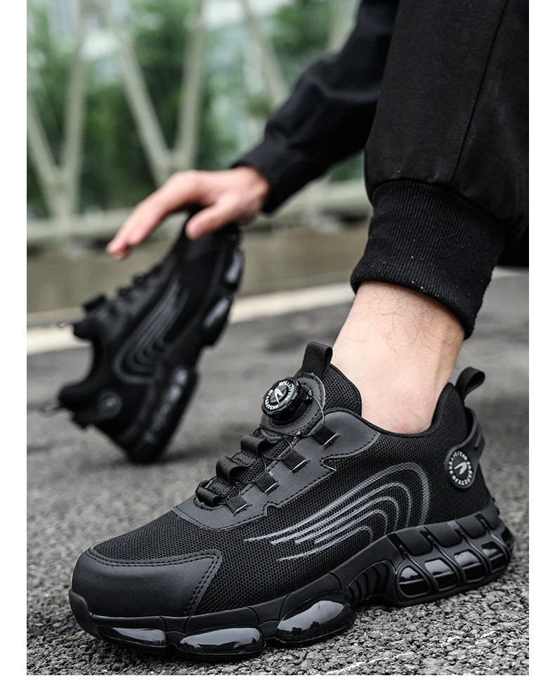 Rotary Buckle Work Safety Shoes For Men and Women Air Soft Sole Lightweight Protective Work Sneakers Men Breathable Boots - Shoppiline