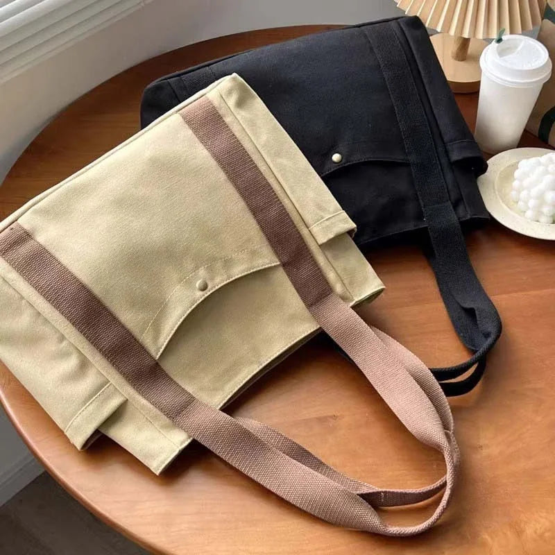 Large Capacity Canvas Tote Bags for Work Commuting Carrying Bag College Style Student Outfit Book Shoulder Bag Shopping Bag