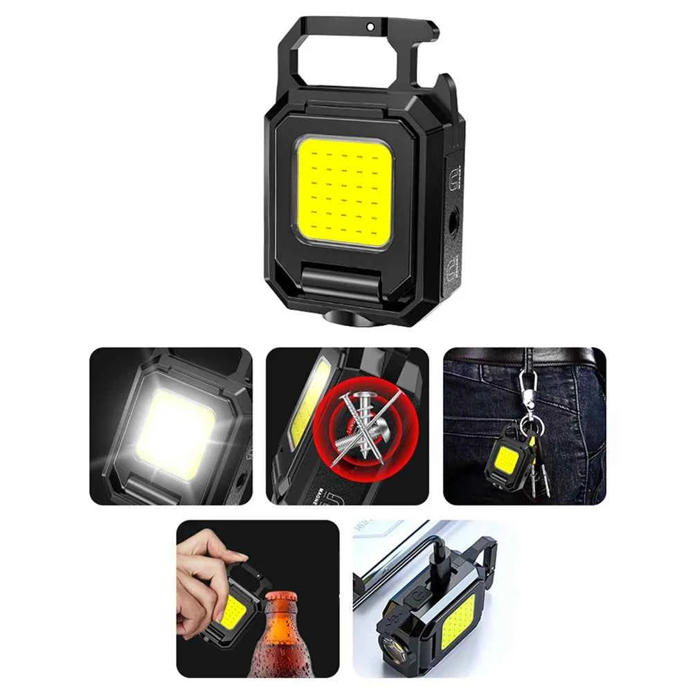 Clearance_LED Mini Keychain Light XPE Pocket Work Light COB Flashlight USB Rechargeable Emergency Flashlight for Outdoor Camping