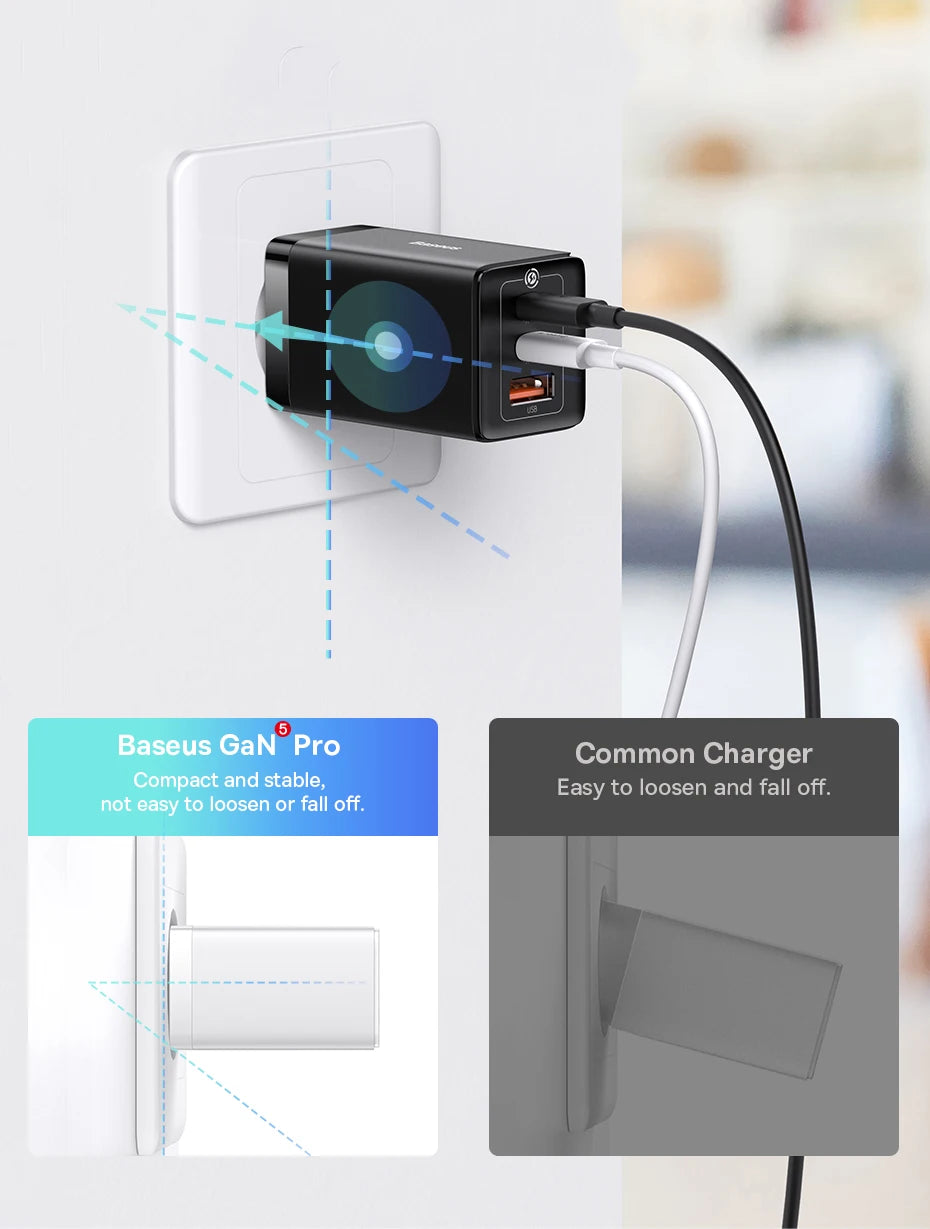 Baseus 65W GaN Charger Quick Charge Type C PD QC Charger USB Charger Portable Fast Charger For Laptop iPhone 17 16 15 14 13 Pro - Shoppiline