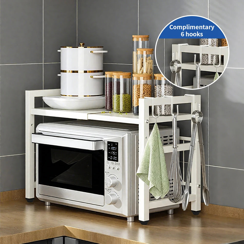Kitchen Storage Rack Microwave Shelf Condiment Organizer Shelf Tableware Storage  Expandable 42-64cm Moisture And Rust