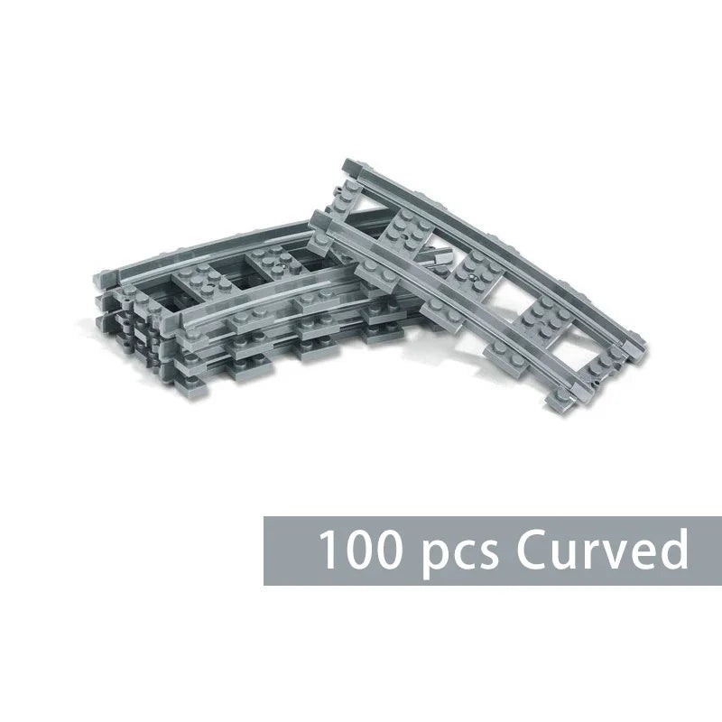 Straight Train Tracks Curved Accessories Car Blocks Building Sets DIY 10-100 Pcs Kids Toys MOC Bricks City Switch Rail Crossing