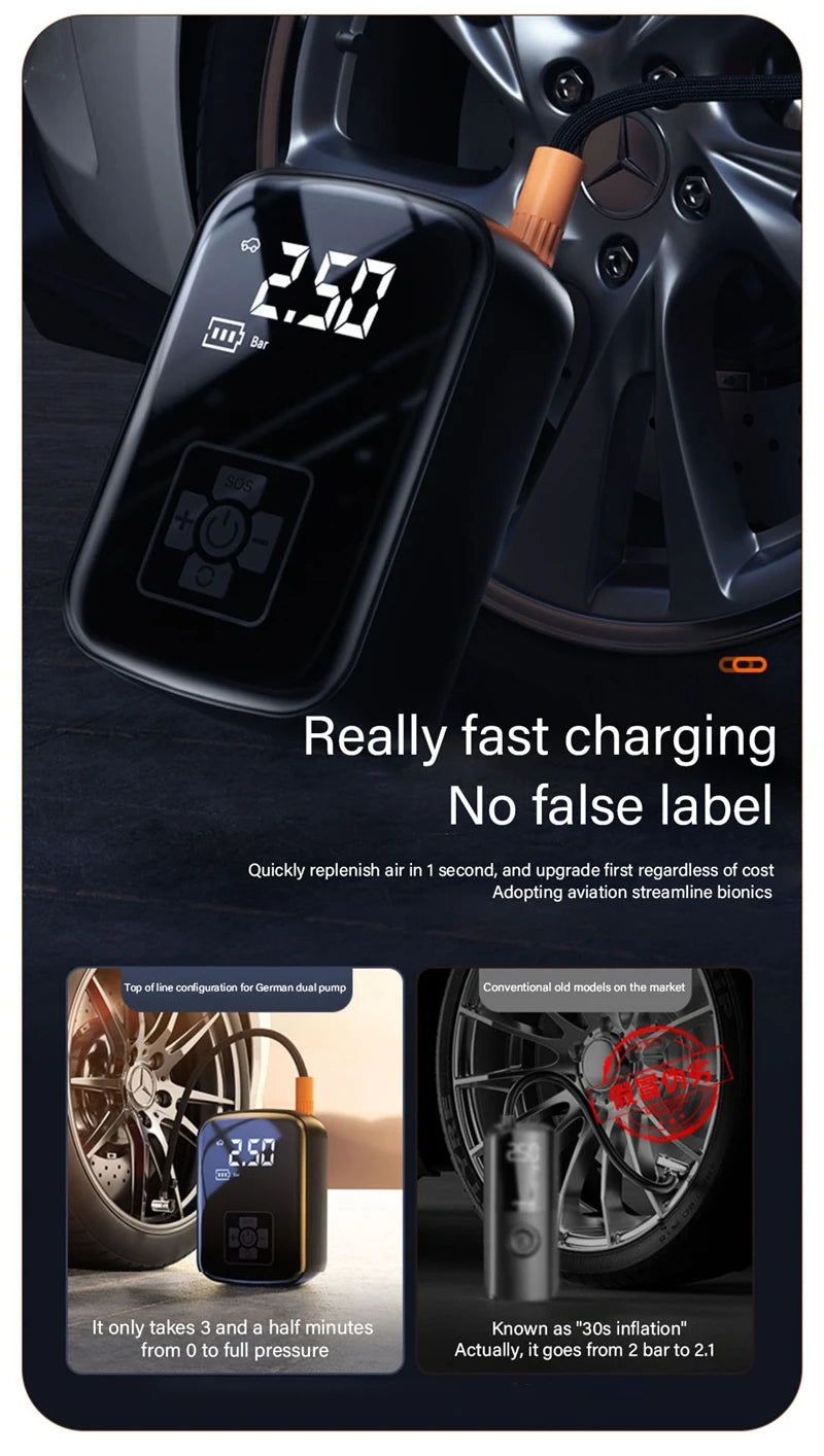 LEIBOO Wireless Car Air Compressor Air Pump Electric Tire Inflator Pump for Motorcycle Bicycle AUTO Tyre with Digital Display