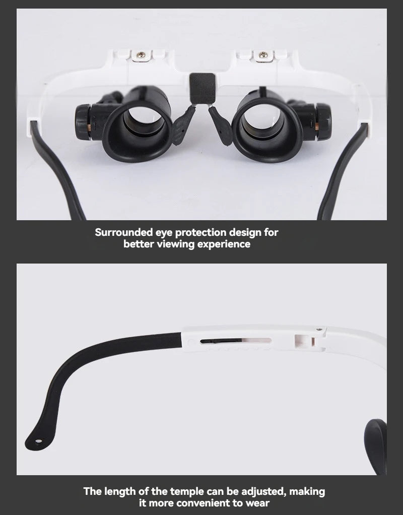 Magnifying Glass 8X/15X/23X Jeweler Watchmaker With LED Light Telescopic Headband Magnifier Glasses Reading Loupes Eyewear