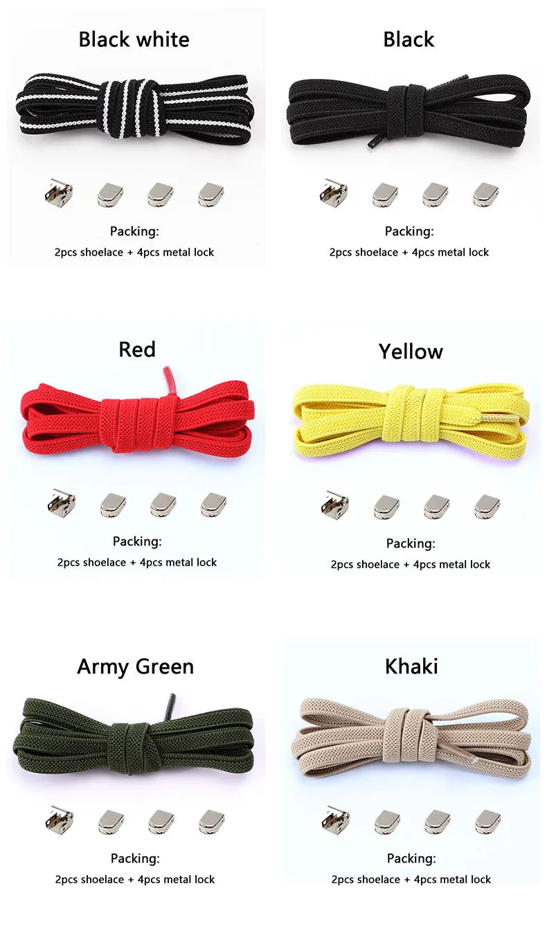 Gummiband-Schnürsenkel ohne Binden, Einheitsgröße für Erwachsene und Kinder, Sportschuh-Schnürsenkel, schnürsenkellos, flach, dehnbar