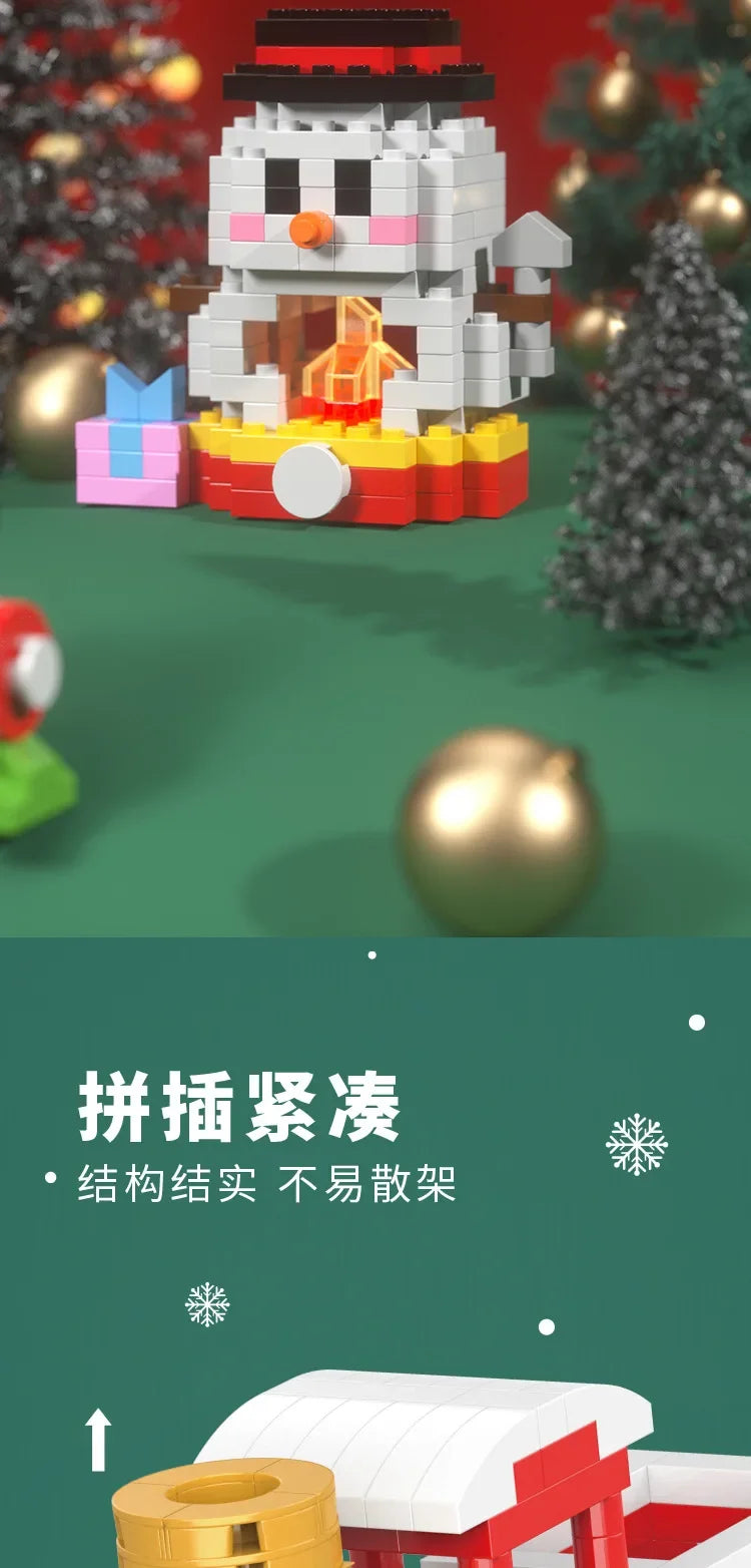 Christmas Gifts Building Block Series Santa Claus Reindeer Puzzle Assembly Bricks Table Decoration Toys for Child Chrismas Gift