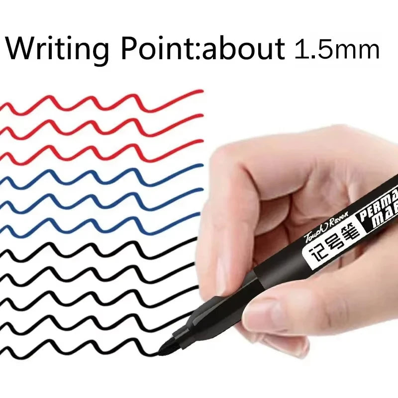 6 Marqueurs permanents pour le dessin Manga Noir Bleu Rouge Encre imperméable Stylos de croquis Fournitures scolaires d'art de papeterie