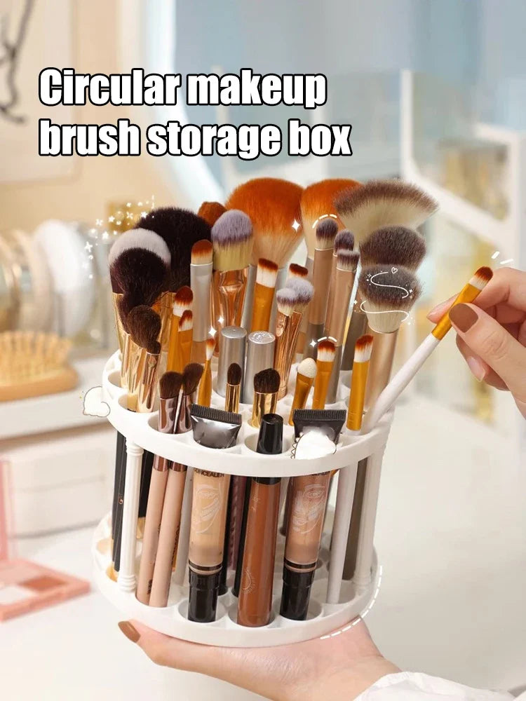 Stay Organized! Rotating Makeup Brush Holder with 45 Holes - Keeps All Your Brushes in Sight & Reach