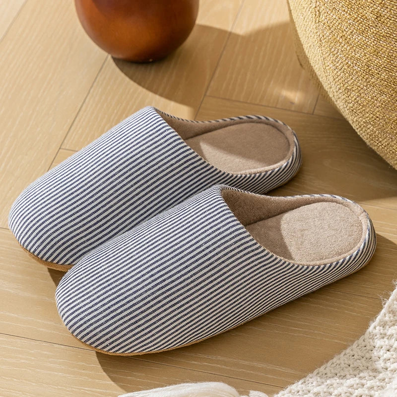Unisex Home Slippers Soft Fur Slippers Warm Indoor Flat Slides Nonslip Couples Shoes Bedroom Light Slience Flats Autumn&Spring
