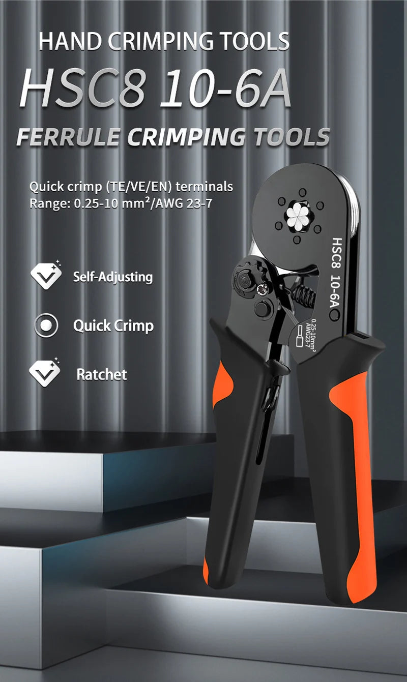 Crimping Pliers Ferrule Sleeves Tubular Terminal Tools HSC8 6-4 10-6 16-6 Wire Crimper Household Electrical Sets Terminal - Shoppiline