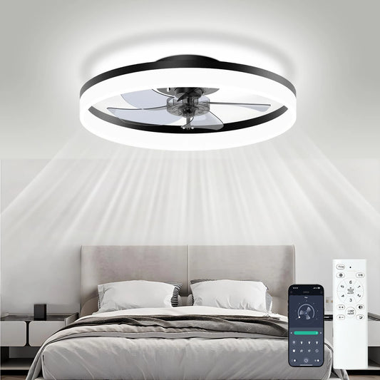Simple LED Ceiling Fan Light Remote Control with Infinite Dimming 6 Levels of Wind Speed Living Room Bedroom chandelier fan - Shoppiline
