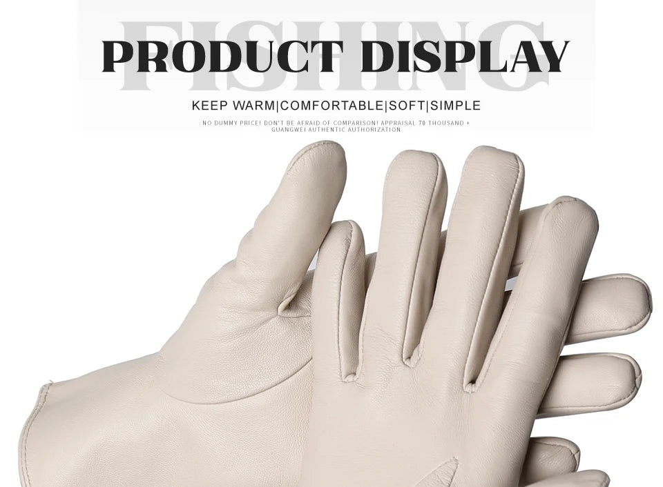 Women's sheepskin gloves winter warm plus velvet short thin touch screen driving color women's leather gloves good quality -2226