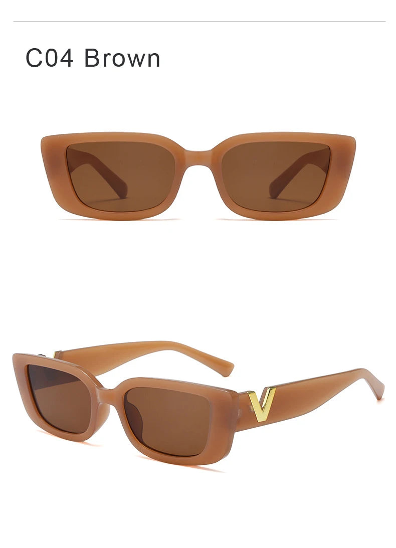 Fashion Rectangle Sunglasses Women Luxury Brand Vintage Small Frame Sun Glasses Ladies Classic Black Square Eyeglasses Oculos