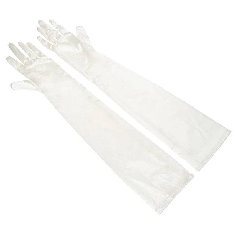 Élégants Gants de Mariée Longs en Satin Blanc Ivoire pour Femmes, Gants de Soirée Opéra Bal Costumé à Doigts Complets, 1 Paire
