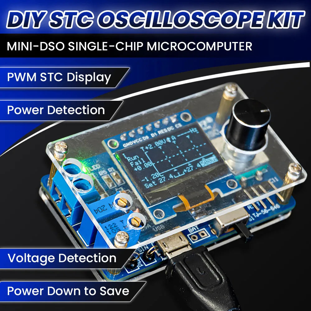 DIY Mini Digital Oscilloscope Electronic Kit STC8K8A MCU with 0.96 Inch OLED DIY Soldering Project Practice Solder Assembly - Shoppiline