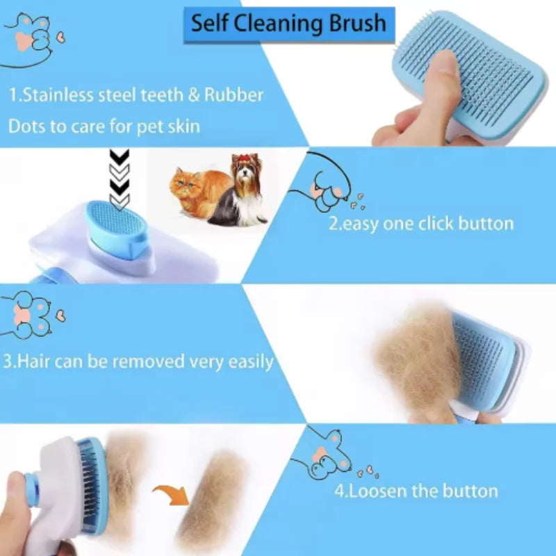 Dog Comb Pet Hair Removal Brush Cats and Dogs Special Comb Beauty Massage Self-cleaning Needle Comb Pet Supplies