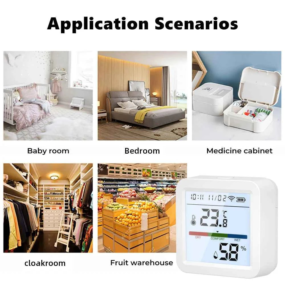 ONENUO Tuya WIFI Temperature Humidity Sensor Hygrometer Thermometer Smart Home APP Remote Moniter Support Alexa Assistant