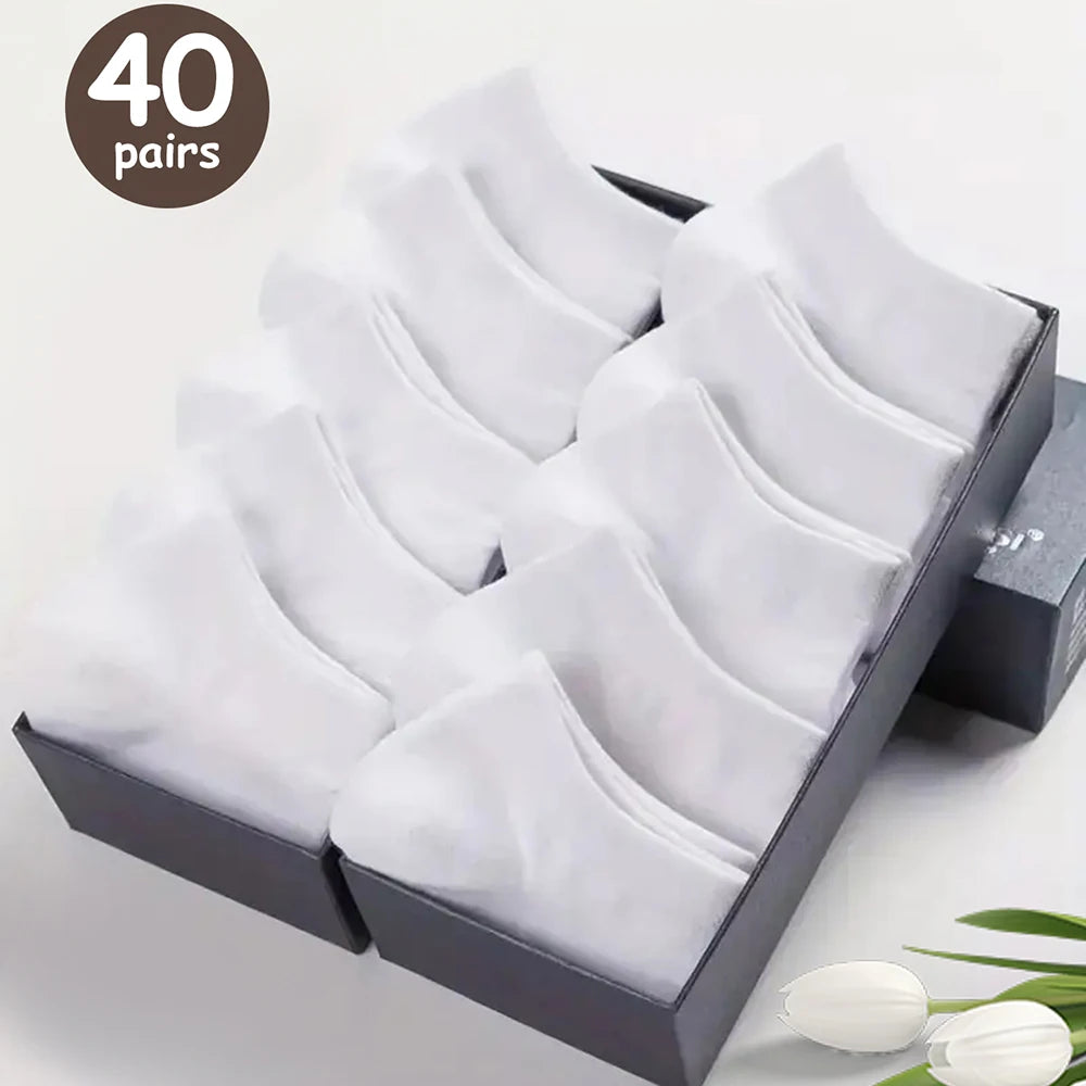 10/20/40 Pairs Men's Boat Socks Business Sport Sweat Absorption Mature Summer Autumn Solid Color Versatile Ankle Socks