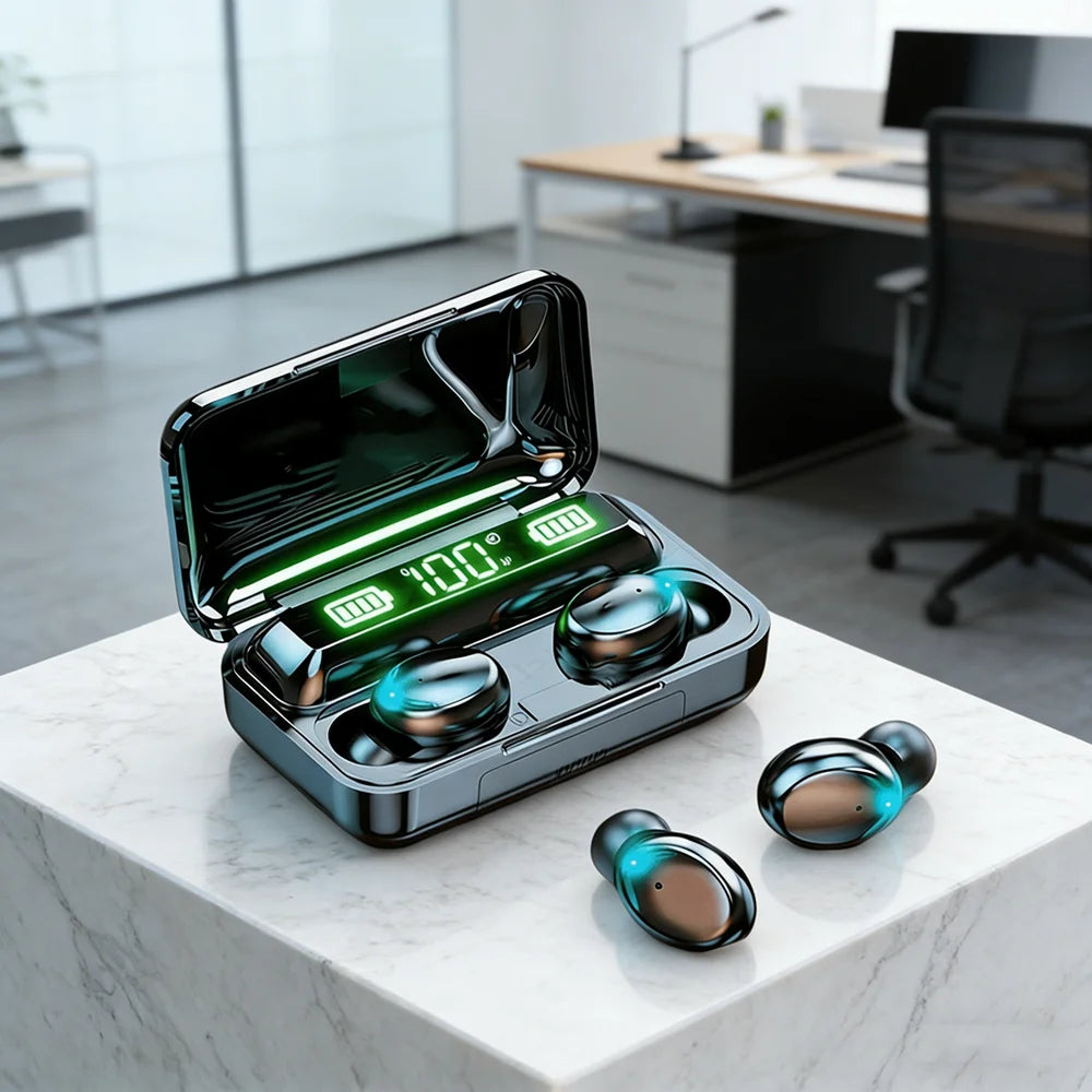 New TWS Bluetooth Headphones 9D Stereo High Bass Sport Earphones Handfree Touch Control Tws Wireless Earbuds Waterproof Headset
