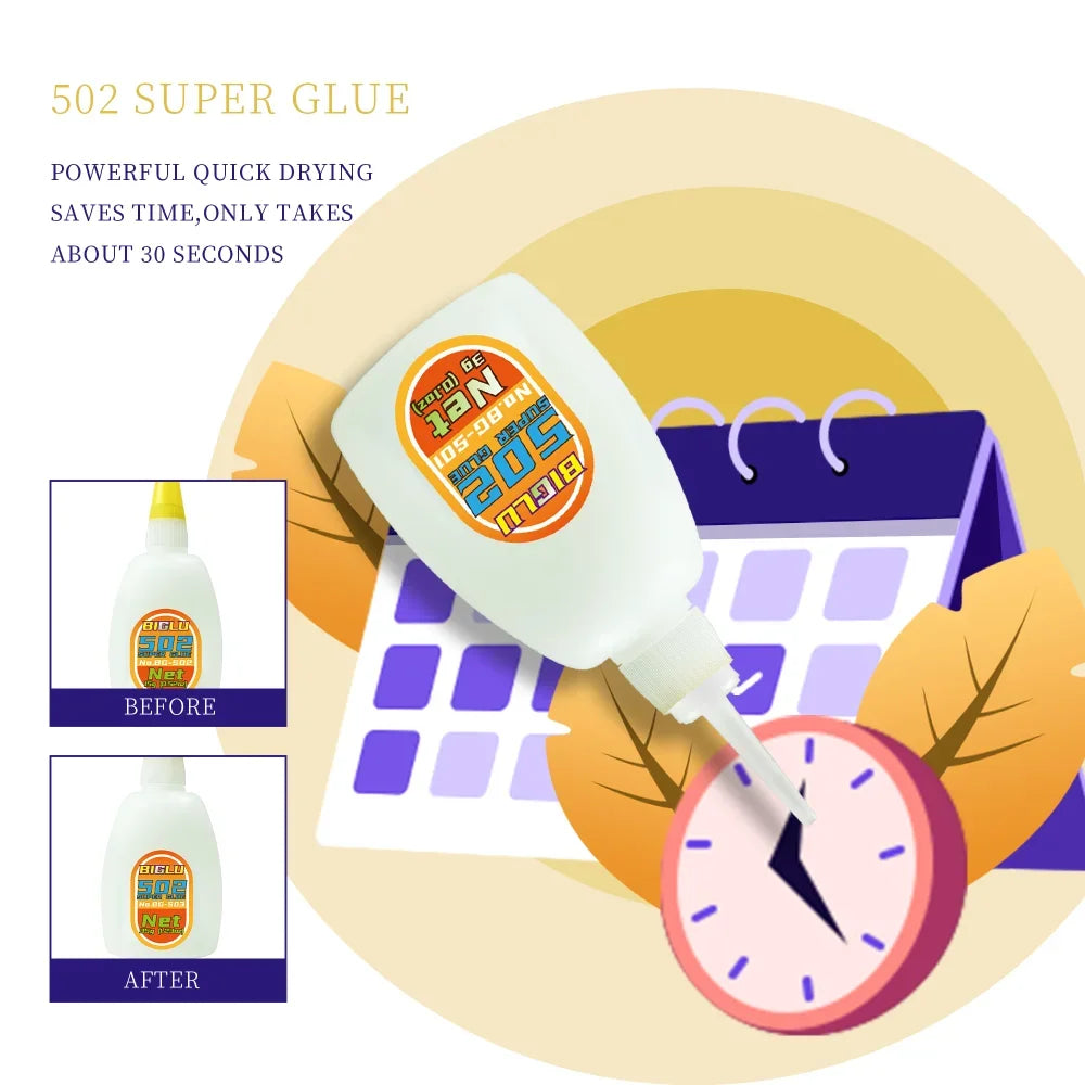 BIGLU 502 Super Glue Quick-drying Cyanoacrylate Instant Leather Rubber Wood Metal Strong Bond Liquid Adhesive Tool