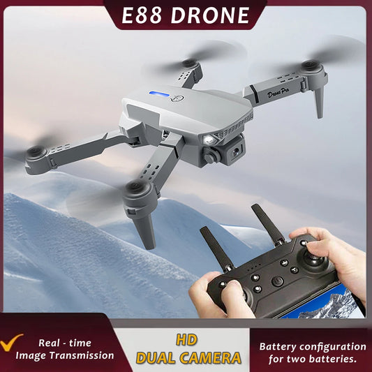 E88 ProIntelligent Folding Drone Supports single/Dual Camera Switching 4KPicture Quality+Wide-angle Shooting WiFiDirect Real-Tim - Shoppiline