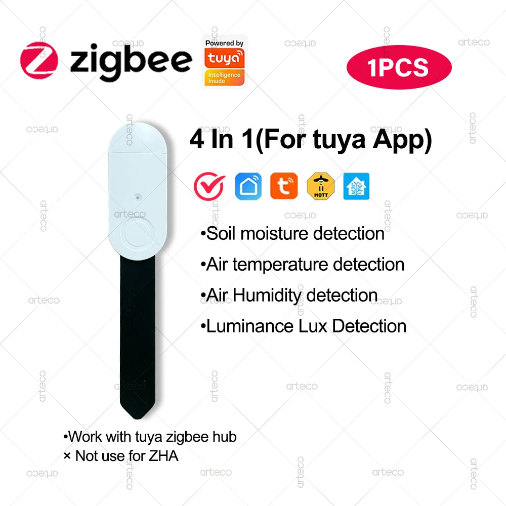Zigbee Soil Moisture Sensor Temperature Humidity Luminance Detection Smart Soil Tester Moisture Sensor For Tuya APP Zigbee2MQTT