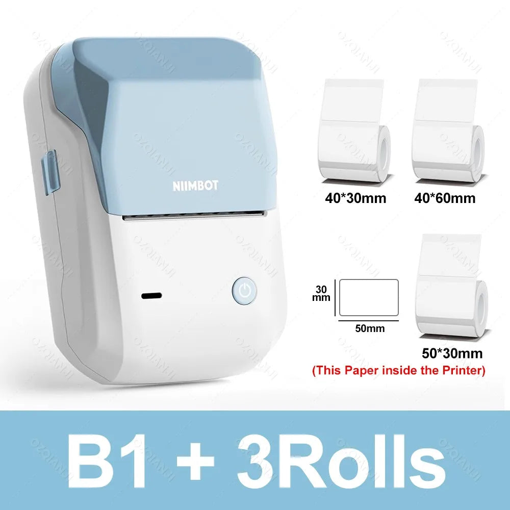 NIIMBOT B1 Portable Thermal Printer With Tapes 2 Inch Adhesive Label Machine Mini Bluetooth Sticker Maker Waterproof Labels Roll - Shoppiline