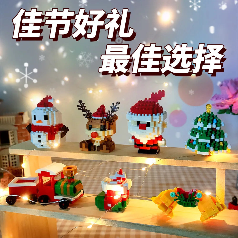 Christmas Gifts Building Block Series Santa Claus Reindeer Puzzle Assembly Bricks Table Decoration Toys for Child Chrismas Gift