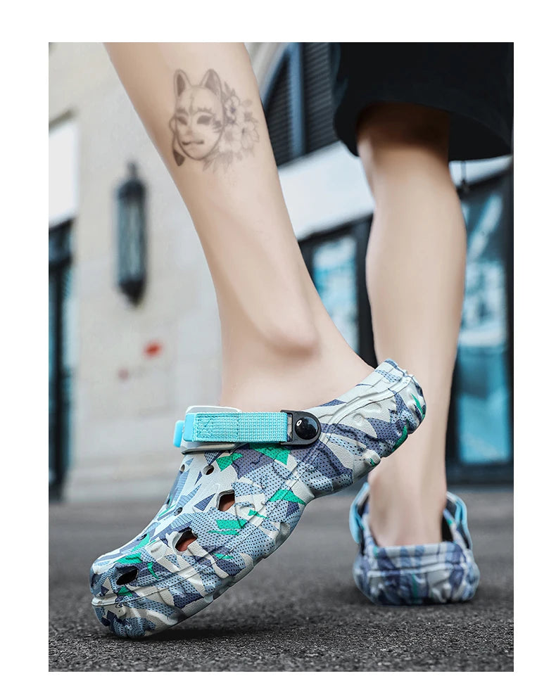 New Men's Clogs Slippers Sandal Male Garden Shoes Flat Camouflage Sandals Male Sneakers Outdoor Flip Flops Home Clogs - Shoppiline