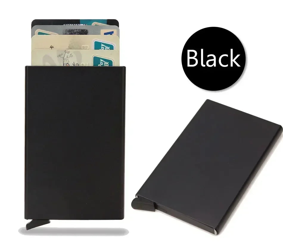 Small and Practical Pop Up Minimalist Smart Wallet Thin Slim RFID Credit Card Holder for Men Women Metal Purse Mini Wallets