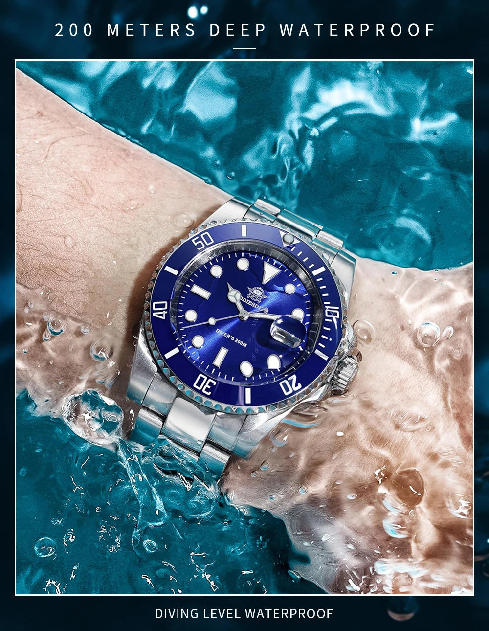 ADDIESDIVE Stainless Steel Watch Men's European and American Business Leisure Quartz Watch Waterproof Outdoor Sports Watch