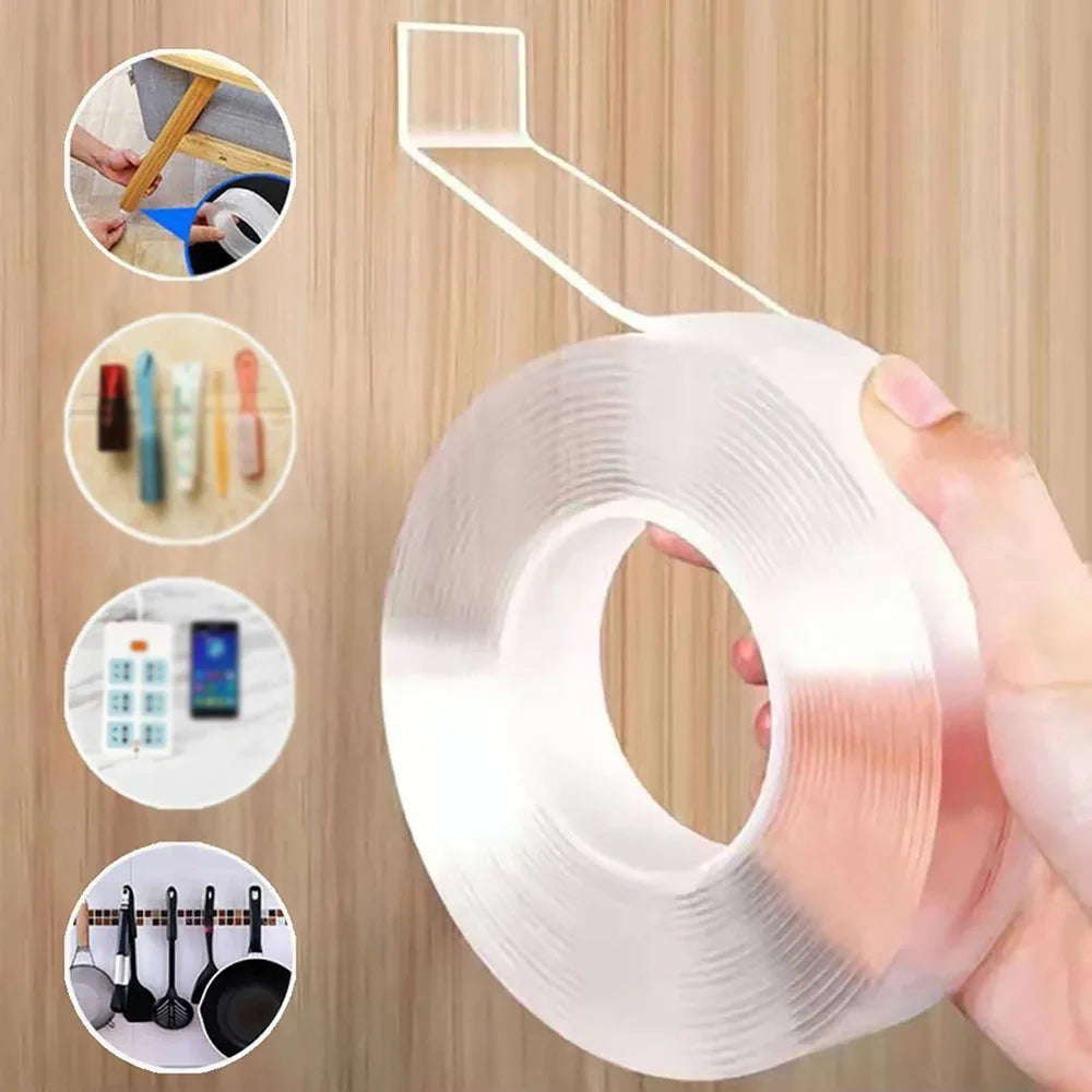 1/3/5m Ultra-Strong Double-Sided Adhesive Tape Versatile Reusable Waterproof Tracsless Tape Two-Sided Nano Tape Super Power Tape