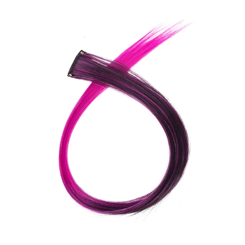 22Inch Synthetic Long Straight Clip In Hair Extensions High Temperature Hairpieces Rainbow Colors Hair Accessories for Women
