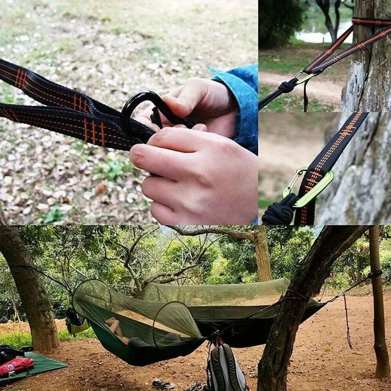 2pcs Hammock Straps, Special Reinforced Polyester Straps, 5 Ring High Load-Bearing Barbed Hammock Straps For Outdoor Camping