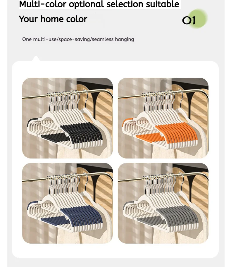 10Pcs Black/Orange/Grey Multifunctional Wet and Dry Household Hanger Suitable for Hanging Clothes Bedroom Wardrobe Anti-Slip - Shoppiline