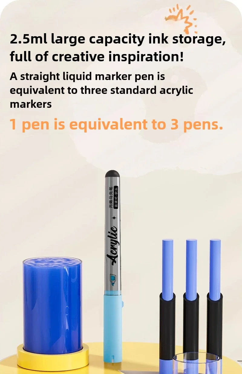 ZEEJOY 120/12/1 Colors Direct Liquid Acrylic Marker Pens Waterproof Pen Soft Brush Nib for Manga School Art Supplies Stationery