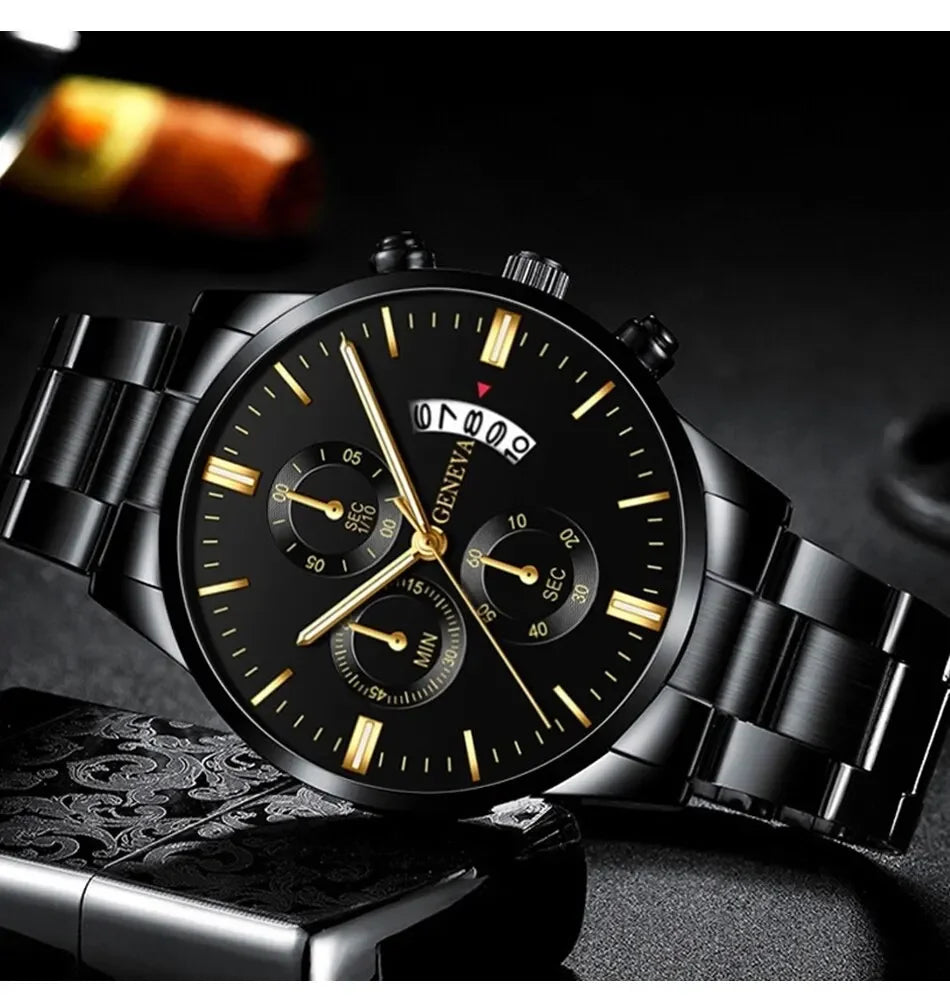 Mode Herren Edelstahl Uhr Luxus Kalender Quarz Armbanduhr Herren Business Uhren für Männer Uhr Montre Homme