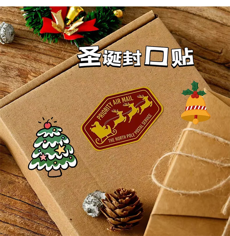 120 Stück Geschenkverschlussaufkleber Weihnachtsdesign Selbstklebend PP Weihnachtsmann Post Festliche Party Geschäftsdekorationsetiketten