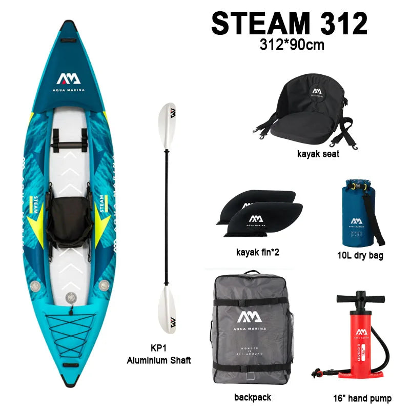 AQUA MARINA STEAM inflatable Kayak Boat 10'3"/13'6"  Drifting Inflatable Paddle Board Canoeing 1 2 Person Raft Rubber Boat PVC