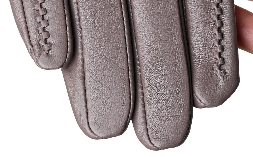 Women's sheepskin gloves winter warm plus velvet short thin touch screen driving color women's leather gloves good quality -2226