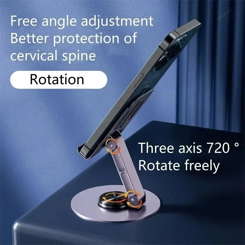 Adjustable Folding 720° Rotating Aluminum Alloy Tablet Holder Portable Stand for iPad Mobile Phone Desktop Live Mount