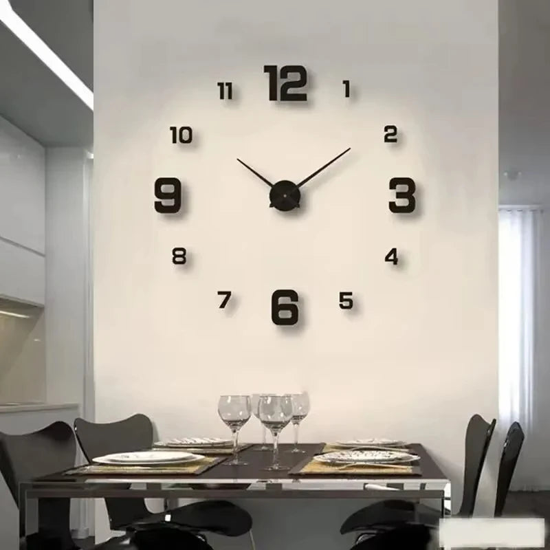 ' Frameless Modern 3D Wall Clock Mirror Sticker Clock for Home Office Hotel Restaurant School Decoration