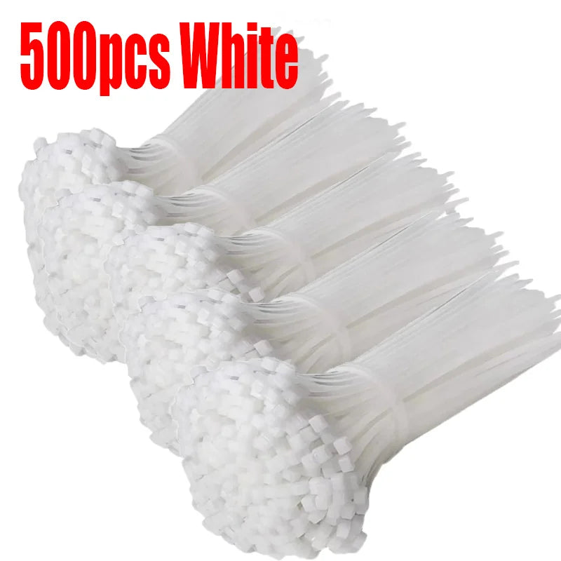 200/100Pcs Nylon Cable Ties Adjustable Self-locking Cord Ties Straps Fastening Loop Reusable Plastic Wire Ties For Home Office