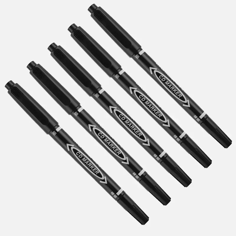 5/10PCs Permanent Marker Black/Blue/Red Oil Marker Pen Twin Tip Fine Nid Marker Ink Stationery Items School & Office Supplies