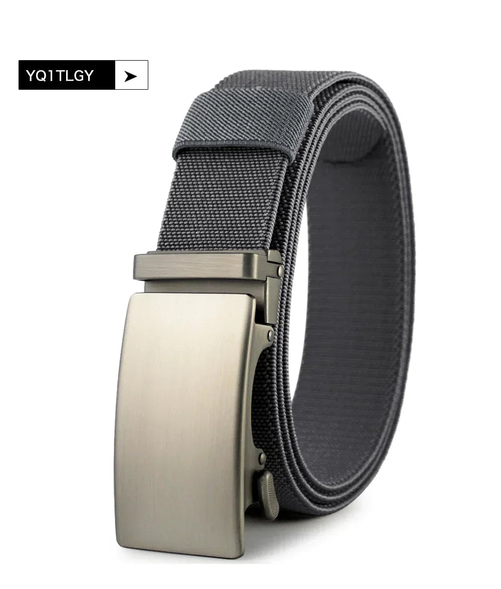 Nouvelle ceinture élastique de sport de golf, ceinture tactique, boucle automatique en métal, ceinture militaire en nylon extensible résistante pour hommes, grandes tailles 115-150CM