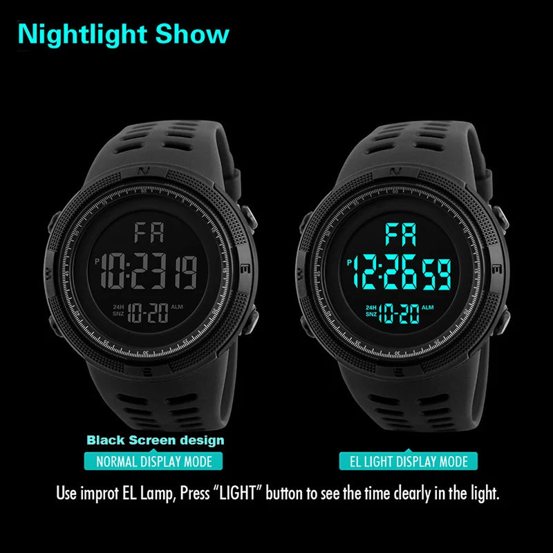 Elektronische Uhr für Herren, Militär-Sportuhren, leuchtende Multifunktions-LED-Digital-Armbanduhr für Männer, Kinder, Jungen, Studenten, Jugendliche