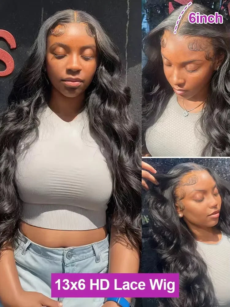 Wet And Wavy Lace Frontal Perücke Echthaar 13x6 Roh HD Transparent Body Wave Echthaarperücken 40 Zoll 13x5 Lace Front Perücke für Frauen