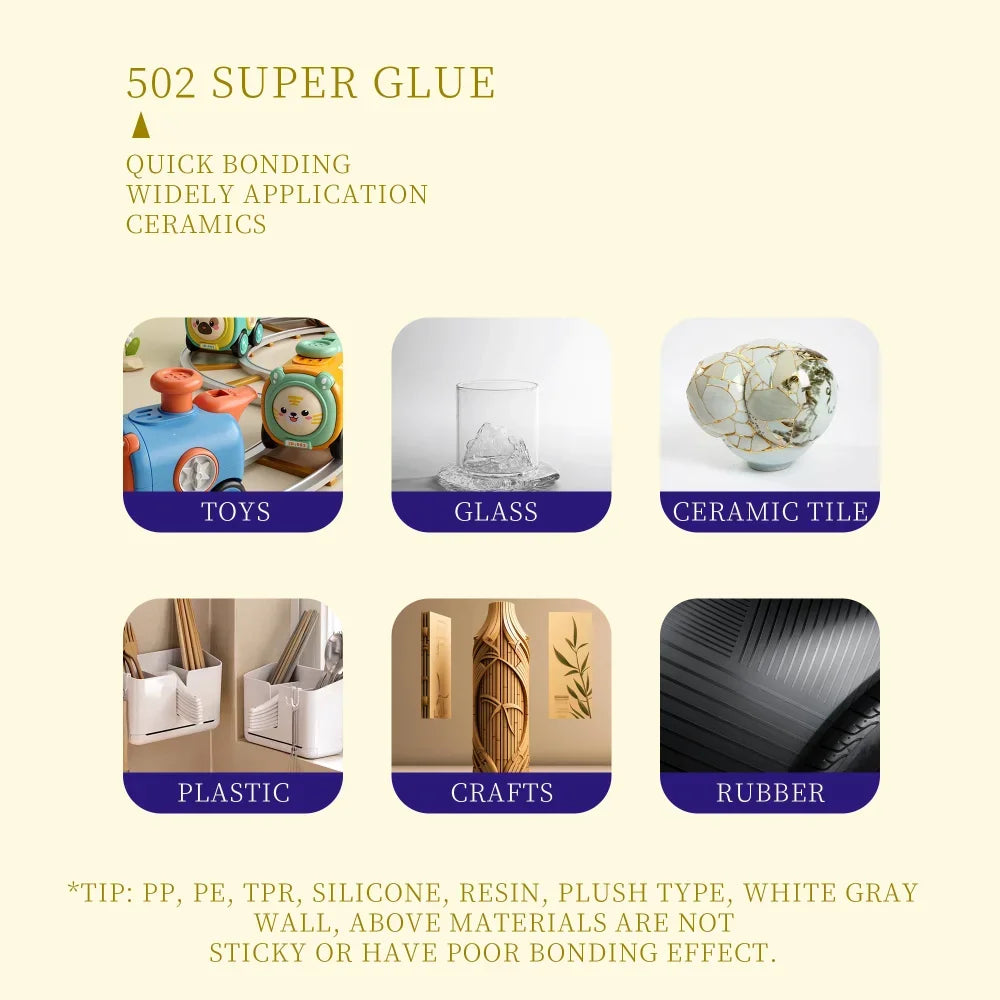 BIGLU 502 Super Glue Quick-drying Cyanoacrylate Instant Leather Rubber Wood Metal Strong Bond Liquid Adhesive Tool