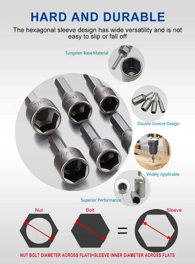 Powerful Socket Inner Hexagonal Wrench Hexagonal Handle Screwdriver Socket Extension Rod Pneumatic Screwdriver Insert Tool Set